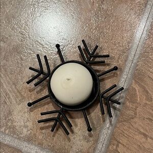 Black Metal Snowflake Candle Holder & Candle